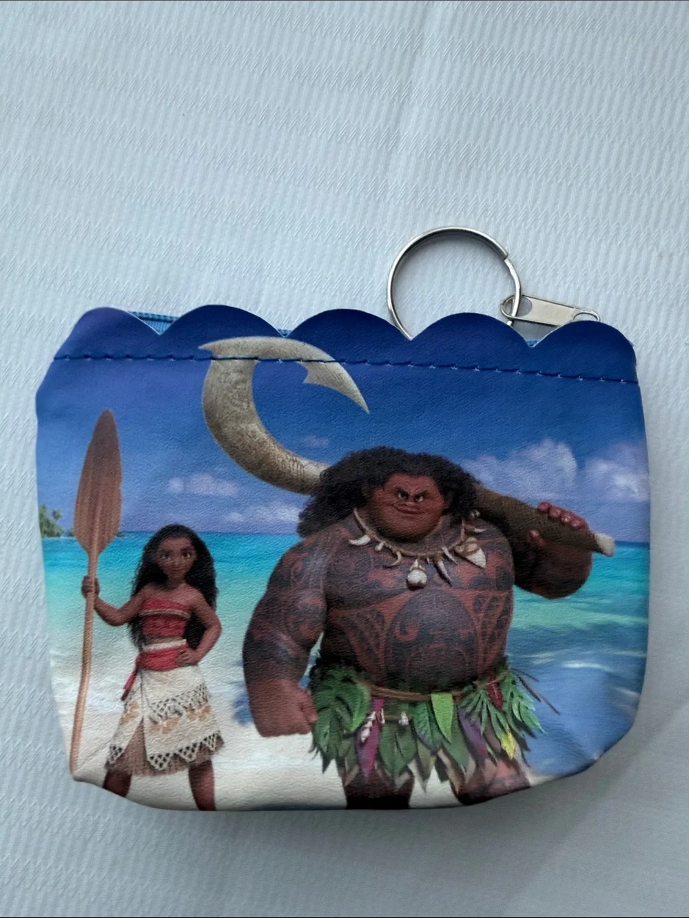 Moana Canvas Key Pouch with Maui & Moana Print - Blue